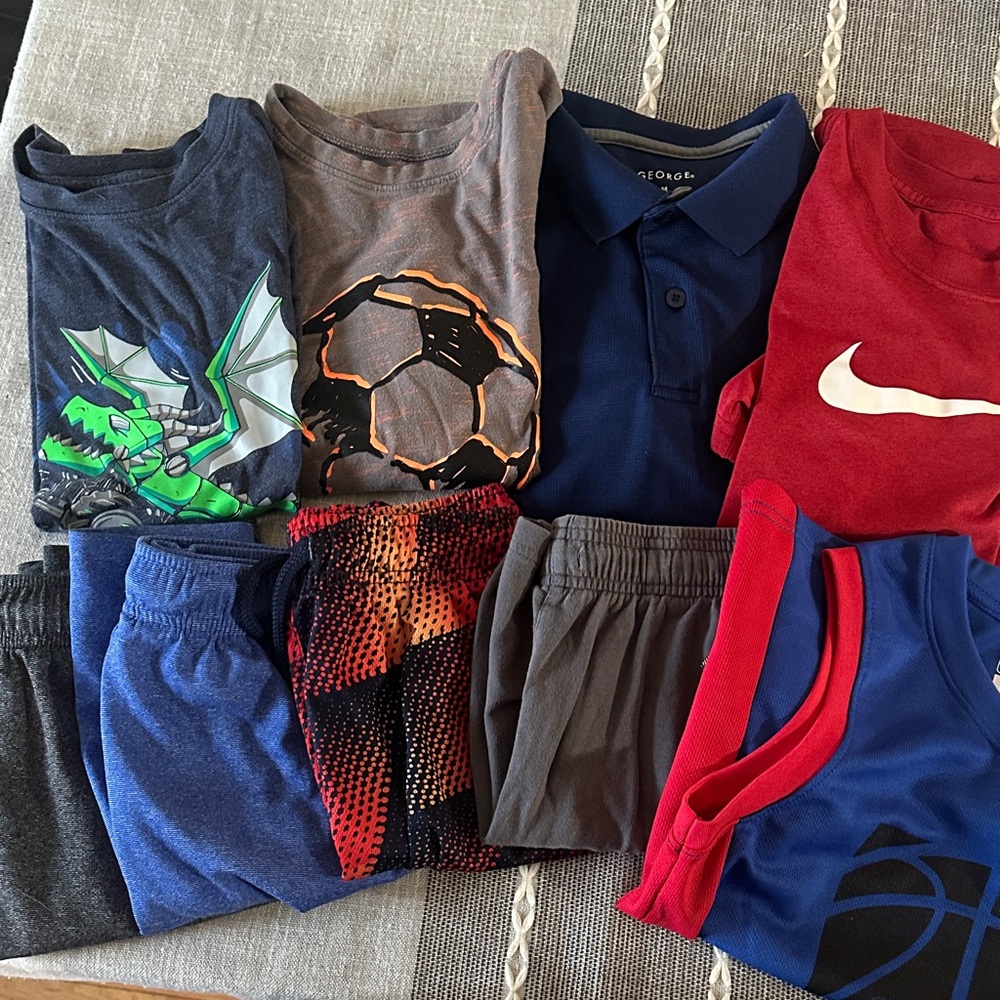 Boys short sleeve shirt and shorts bundle size 8 tank top medium